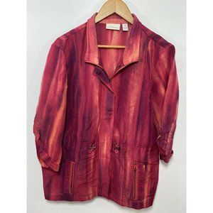 Chico's Sz 3  3/4 Sleeve Linen Unique Jacket